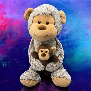 Animal Adventure Rare 17" Plush Mama Mommy Monkey Holding Baby -Soft Stuffed Toy